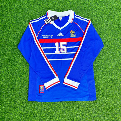 France World Cup 1998 Lilian Thuram Retro Long Sleeve Football Jersey