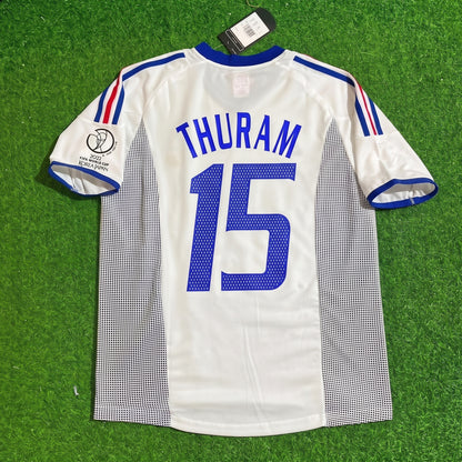 Lilian Thuram #15 France 2002 World Cup Away White Retro Football Jersey