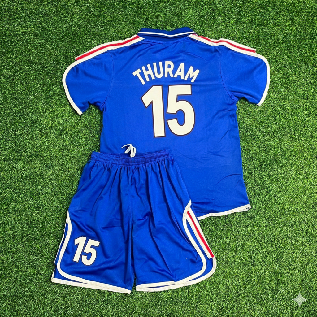 France EURO 2000 Lilian Thuram 15- 2002 Retro Kids Football Jersey
