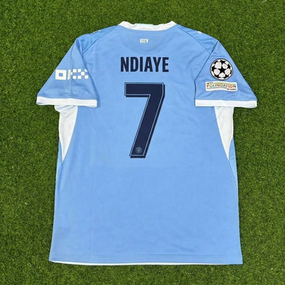 Iliman Ndiaye #7 Manchester City 2026-27 Home Champions League Patch Football Jersey
