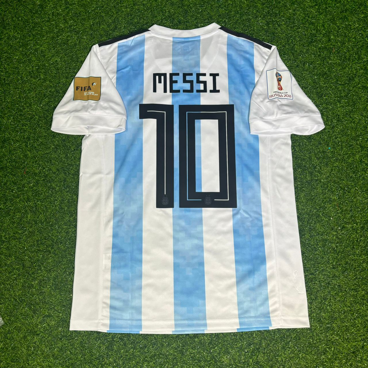 Argentina World Cup 2018 Lionel Messi #10 Home Retro Football Jersey