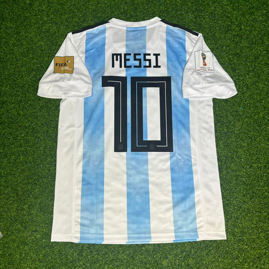 Argentina World Cup 2018 Lionel Messi #10 Home Retro Football Jersey