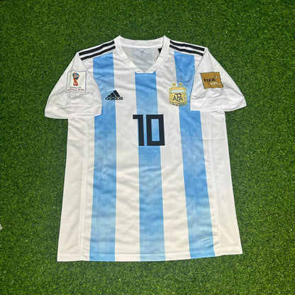 Argentina World Cup 2018 Lionel Messi #10 Home Retro Football Jersey