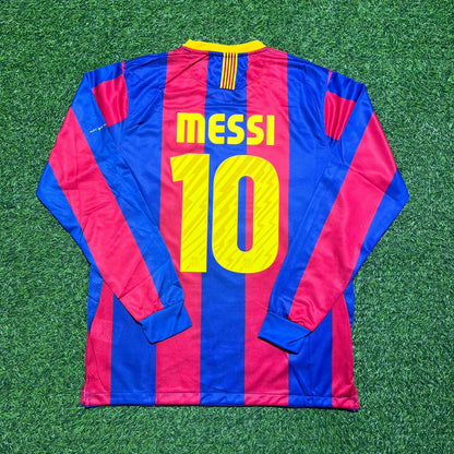 Lionel Messi #10 Barcelona 2011 Champions League Final Long Sleeve Football Jersey Kit