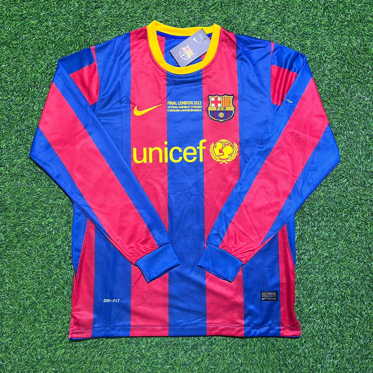 Lionel Messi #10 Barcelona 2011 Champions League Final Long Sleeve Football Jersey Kit