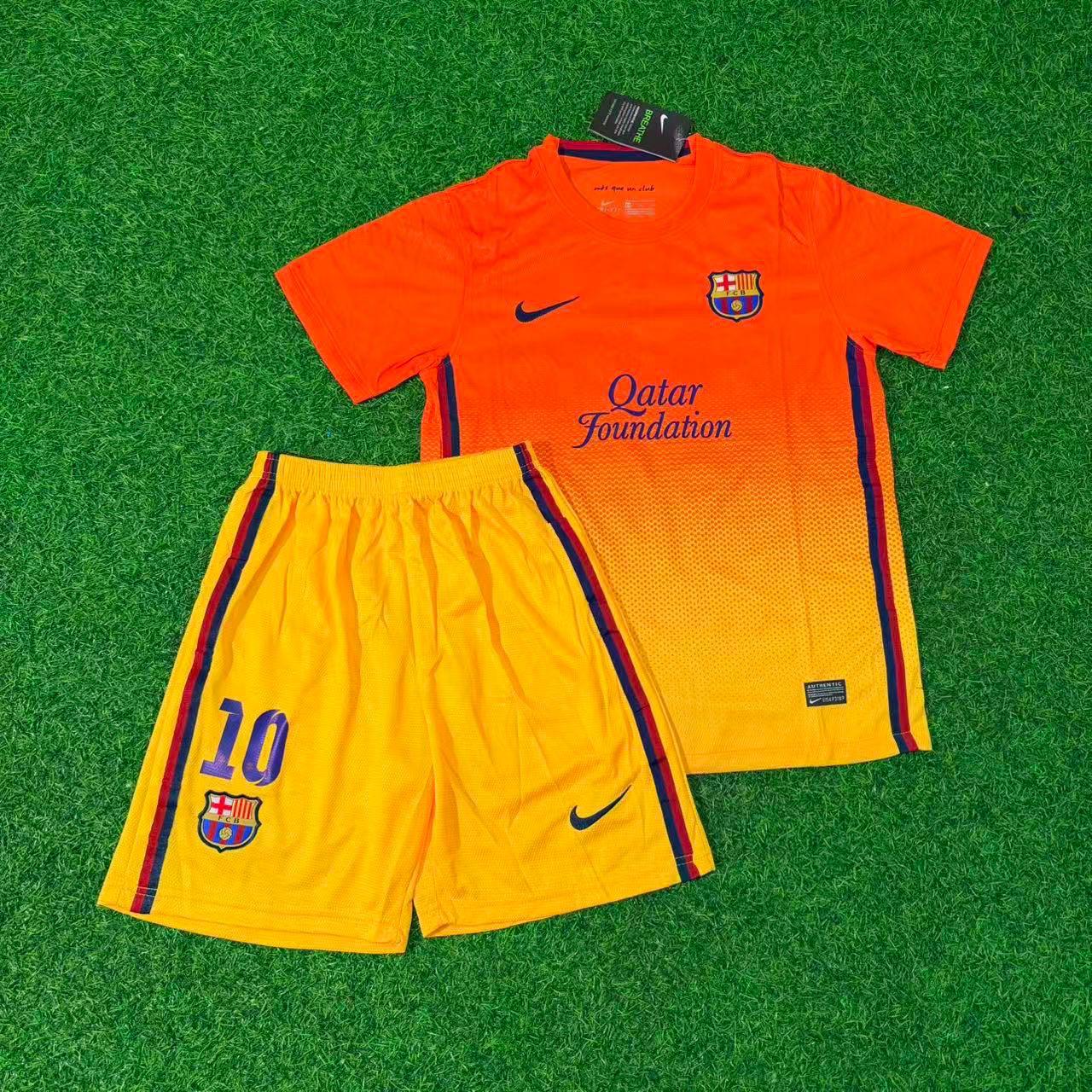 Lionel Messi 10 Barcelona 2012/2013 Orange Retro Kids Football Jersey Collection