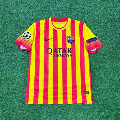 Lionel Messi 10 - Barcelona 2013/2014 Yellow Red Retro Football Jersey
