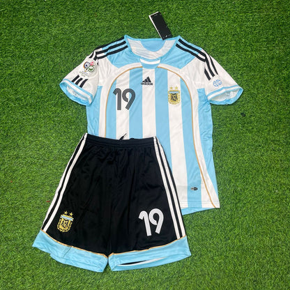 Argentina World Cup 2006 Lionel Messi Kids Retro Football Jersey