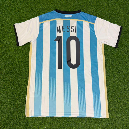 Lionel Messi Argentina 2014 World Cup Home Retro Football Jersey