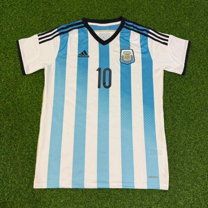 Lionel Messi Argentina 2014 World Cup Home Retro Football Jersey