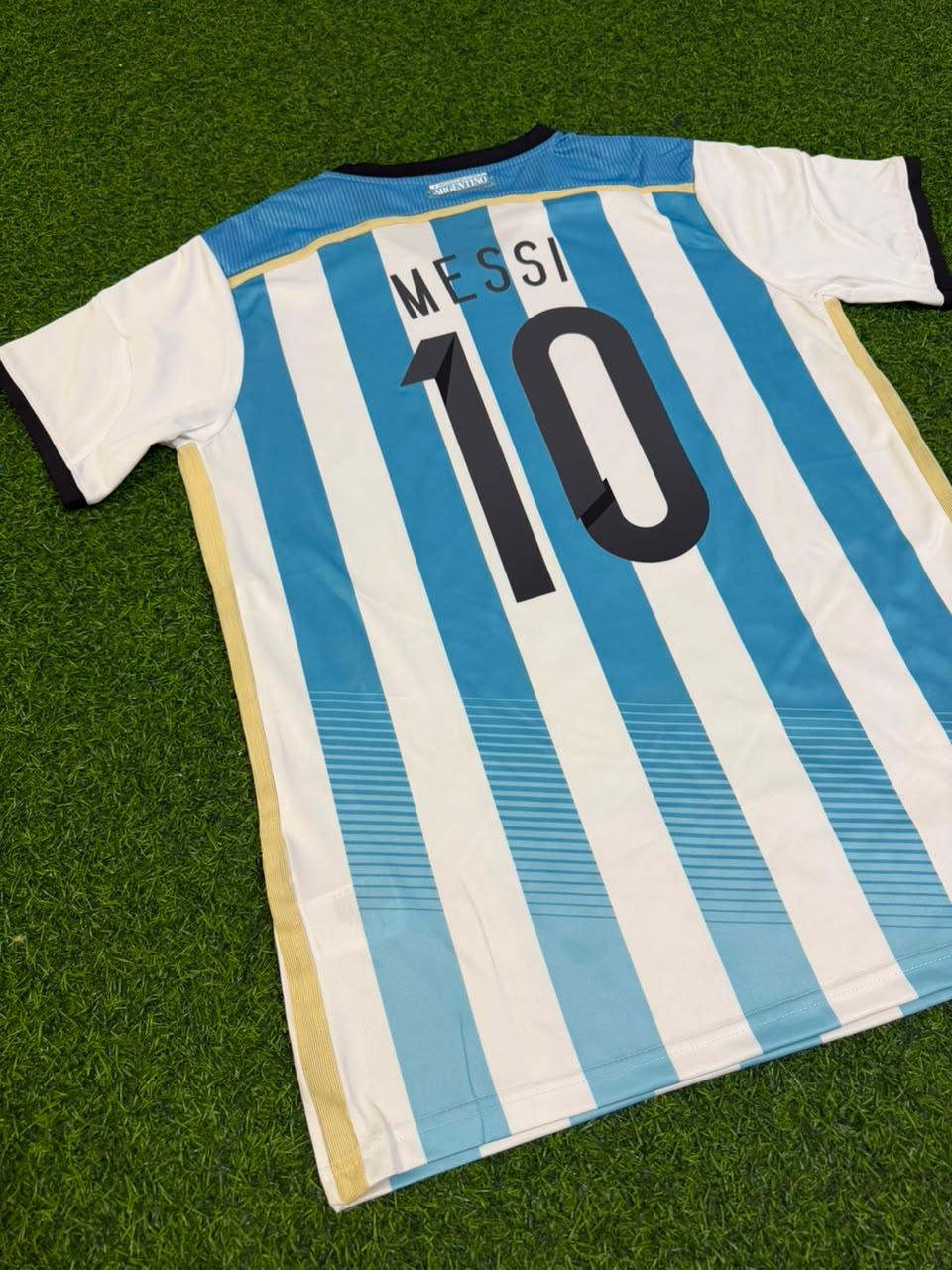 Lionel Messi Argentina 2014 World Cup Home Retro Football Jersey