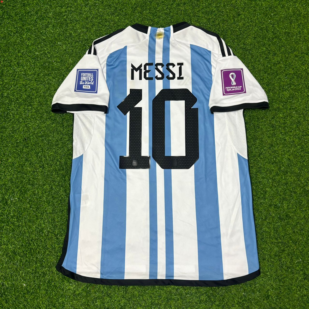 Argentina World Cup 2022 Lionel Messi Final Home Football Jersey
