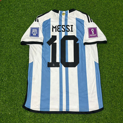 Argentina World Cup 2022 Lionel Messi Final Home Football Jersey