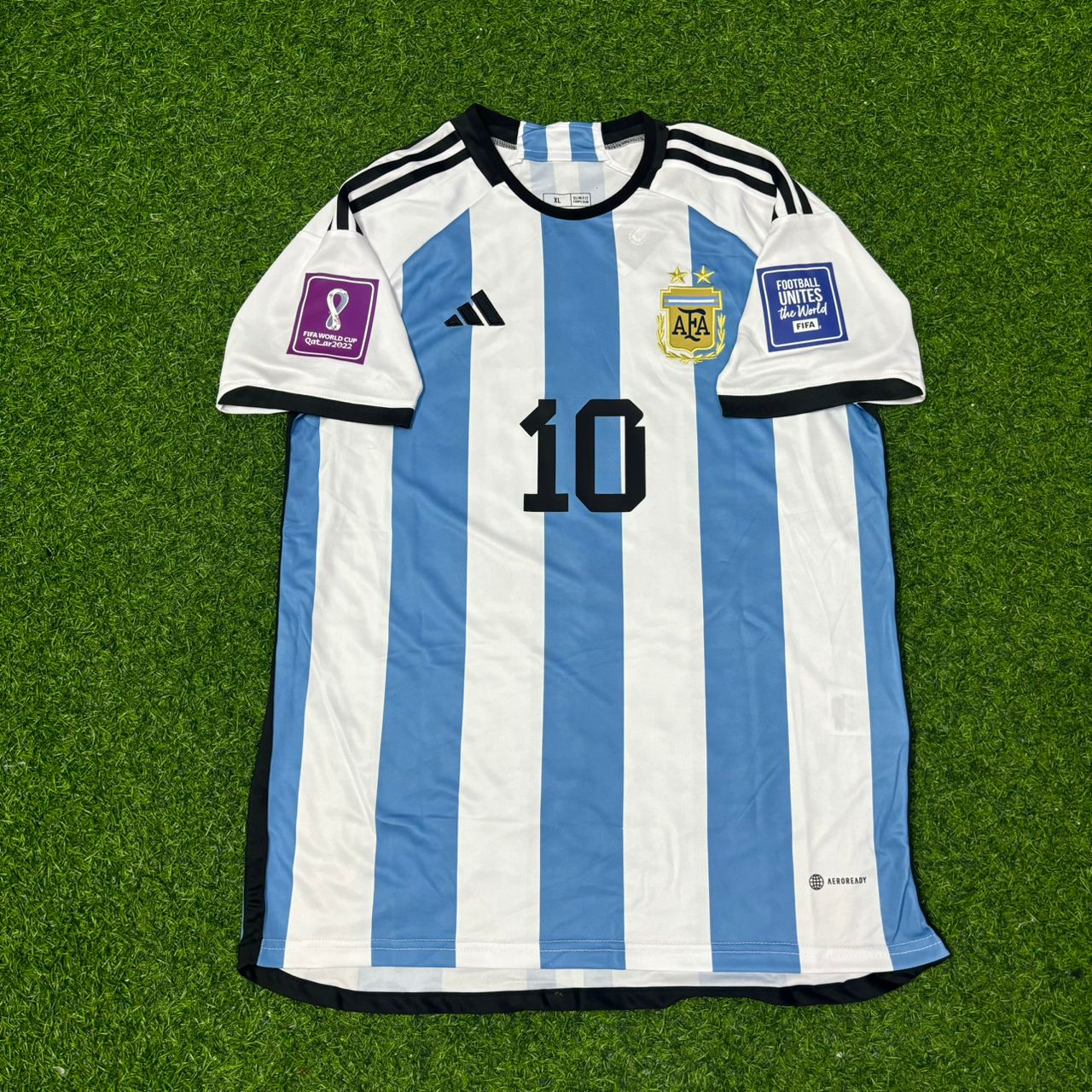 Argentina World Cup 2022 Lionel Messi Final Home Football Jersey