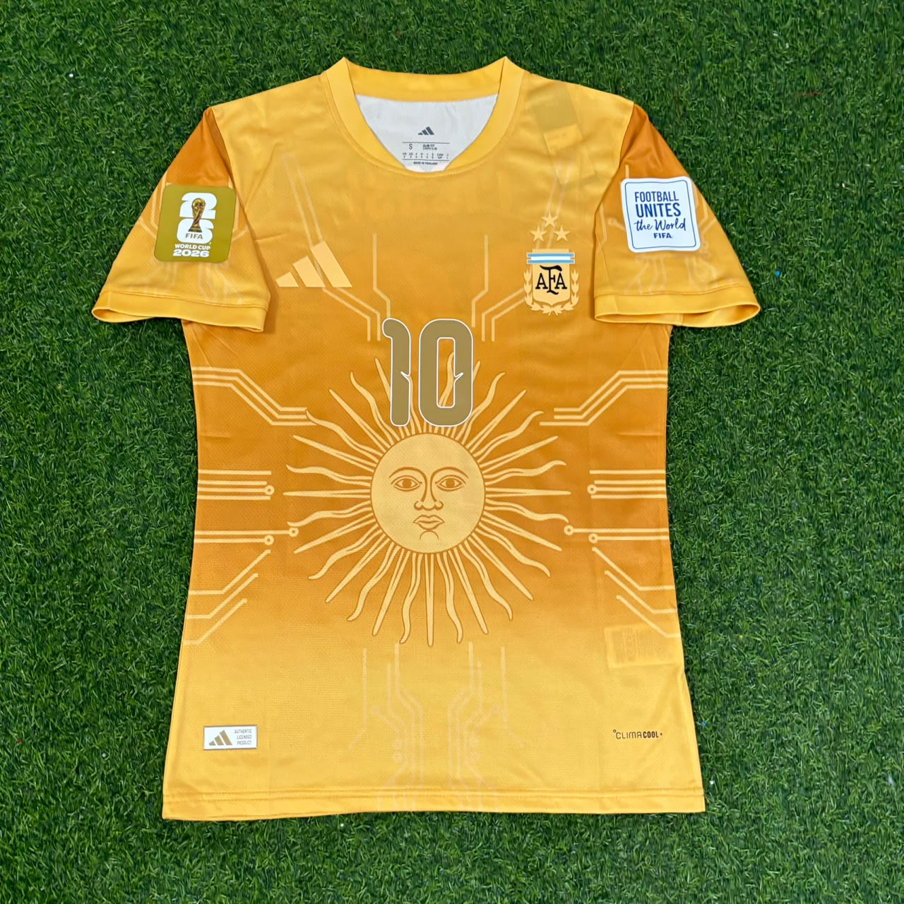Lionel Messi Argentina 2026 World Cup Golden Special Edition Football Jersey