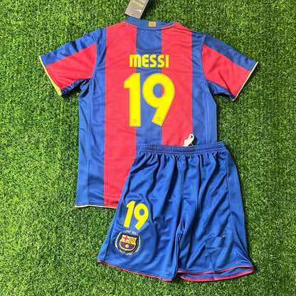 Lionel Messi Barcelona 07/08 Home Kids Kit Football Jersey Kit for Children