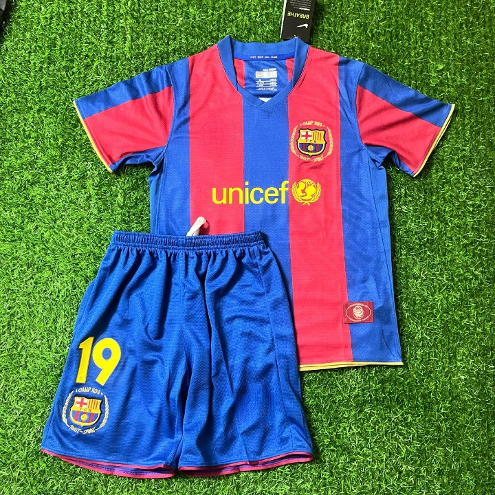Lionel Messi Barcelona 07/08 Home Kids Kit Football Jersey Kit for Children