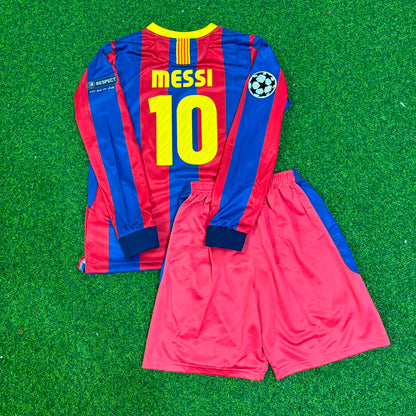 Lionel Messi Barcelona 2010-2011 Long Sleeve Kindertrikot Enfant Kindertrui Kids Football Jersey