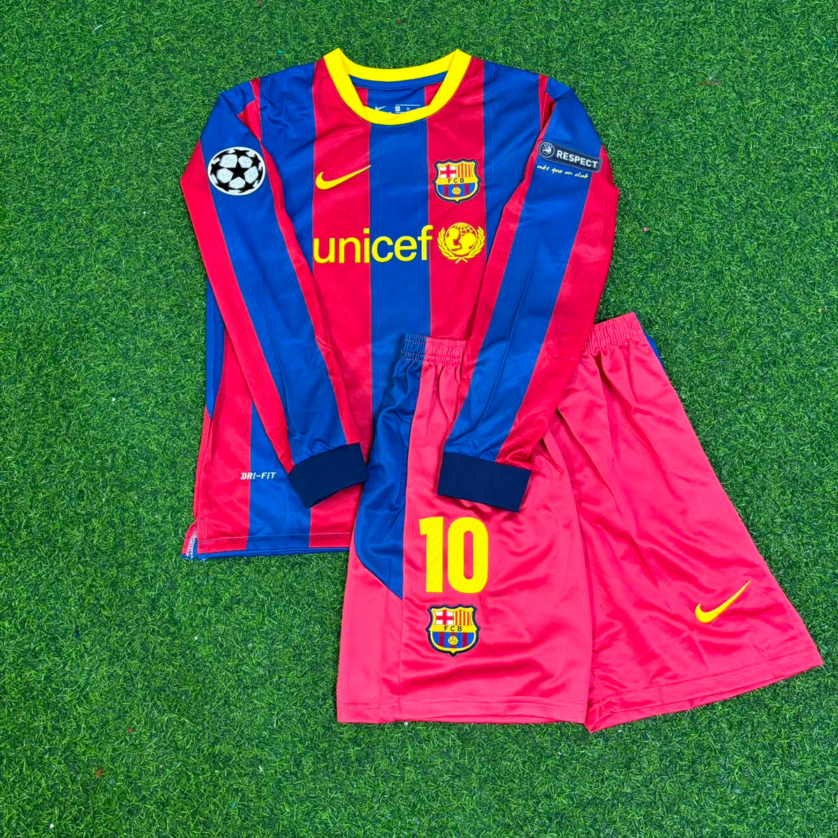 Lionel Messi Barcelona 2010-2011 Long Sleeve Kindertrikot Enfant Kindertrui Kids Football Jersey