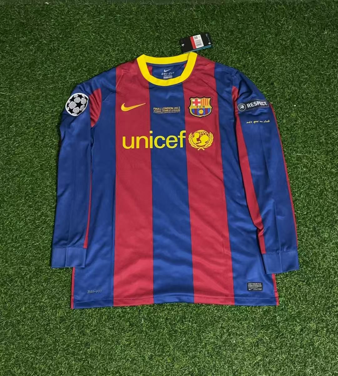 Lionel Messi Barcelona 2011 Champions League Final Long Sleeve Retro Football Jersey Collection