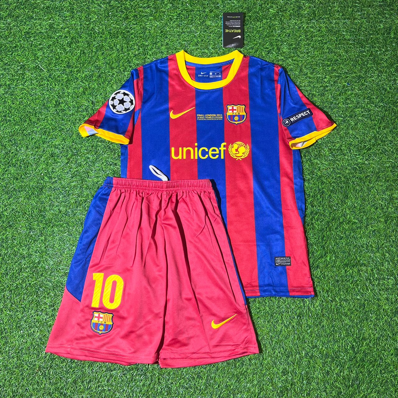 Lionel Messi Barcelona 2011 London Final Kids Retro Football Jersey Collection