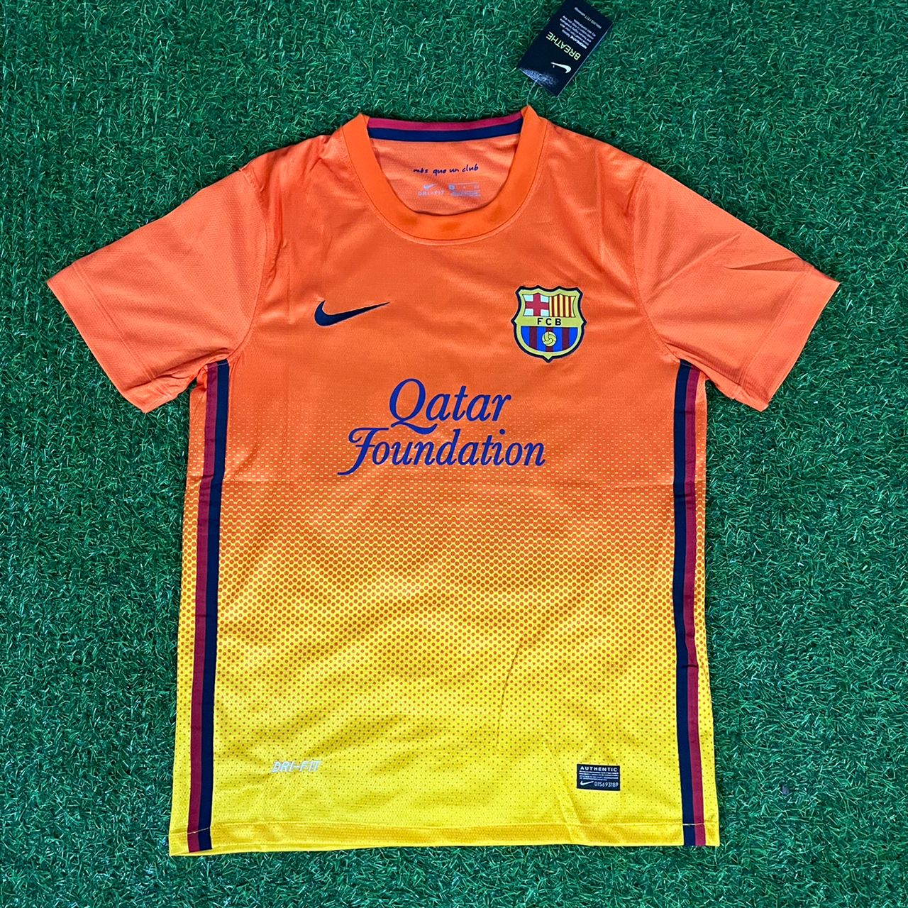 Andres Iniesta 8 Barcelona 2012 2013 Orange Retro Football Jersey Kit