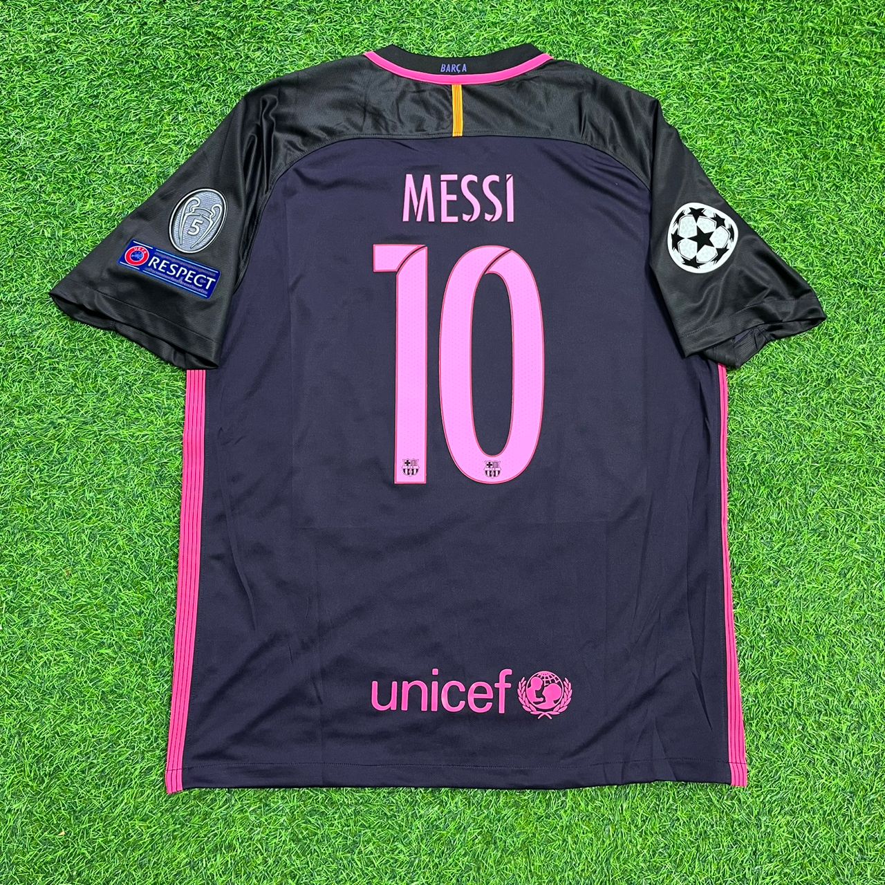 Lionel Messi Barcelona 2014/15 Retro Black Pink Football Jersey