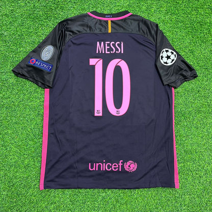 Lionel Messi Barcelona 2014/15 Retro Black Pink Football Jersey
