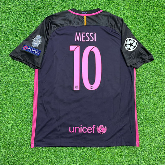 Lionel Messi Barcelona 2014/15 Retro Black Pink Football Jersey