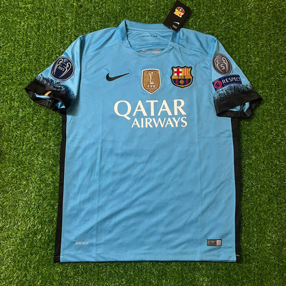 Barcelona Neymar JR 2015-2016 Champions League Retro Football Jersey Soccer Shirt