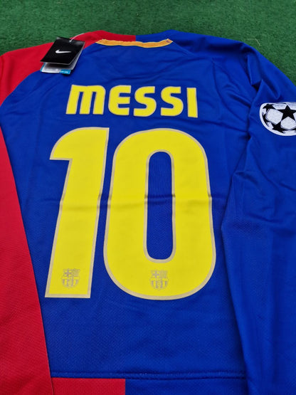 Lionel Messi Barcelona 2009 Champions League Roma Final Retro Football Jersey Kit