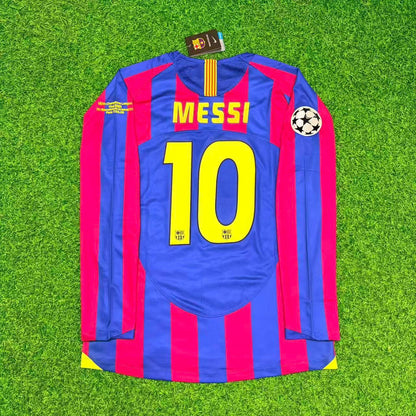 Lionel Messi Barcelona Retro Long Sleeve Football Jersey Kit