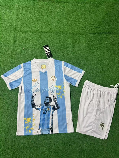 Lionel Messi GOAT Argentina Champion Special Football Jersey Kit