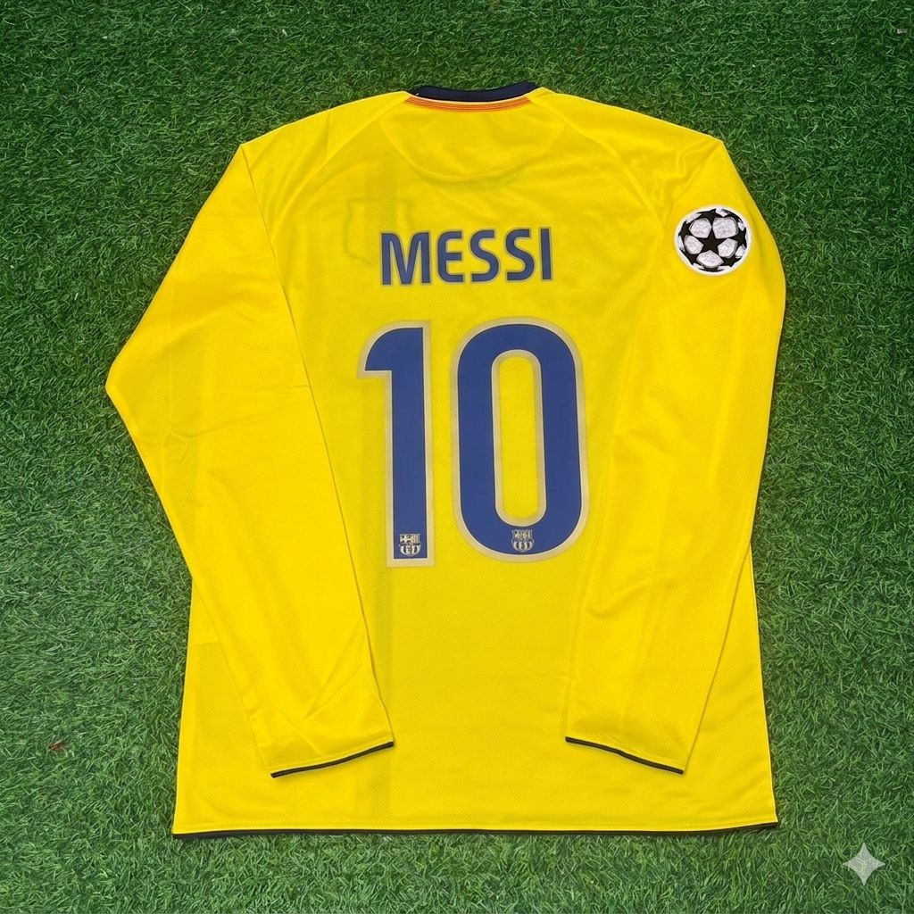 Lionel Messi FC Barcelona 08/09 Season Yellow Away Retro Football Jersey
