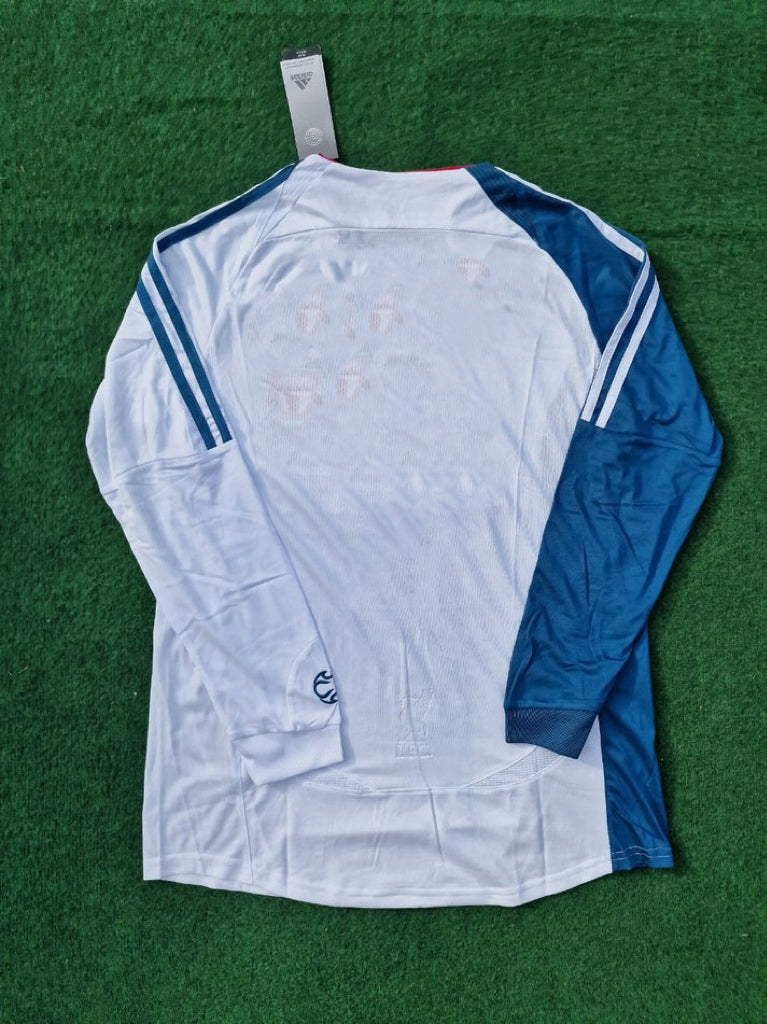 Liverpool 2007 White Blue Long Sleeve Retro Football Jersey