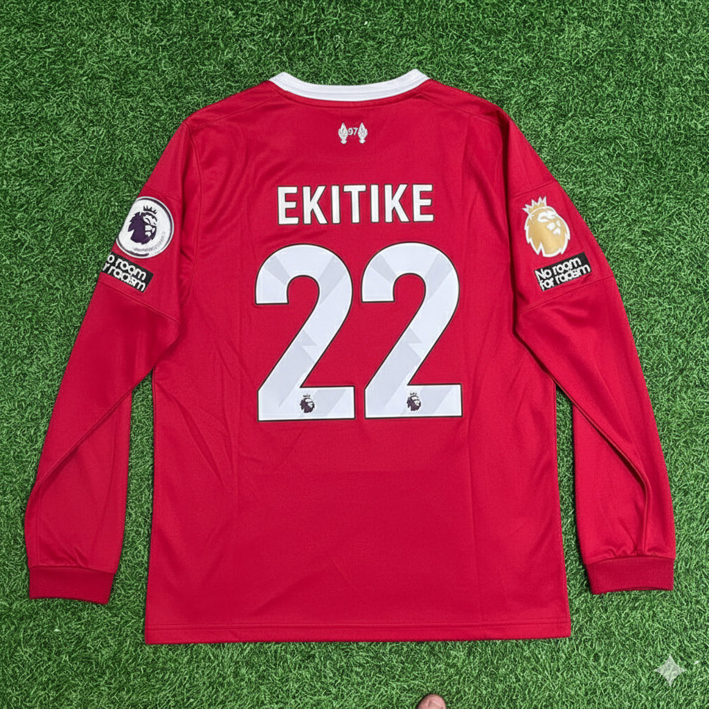 Hugo Ekitiké Liverpool 2025 Long Sleeve Football Jersey Kit
