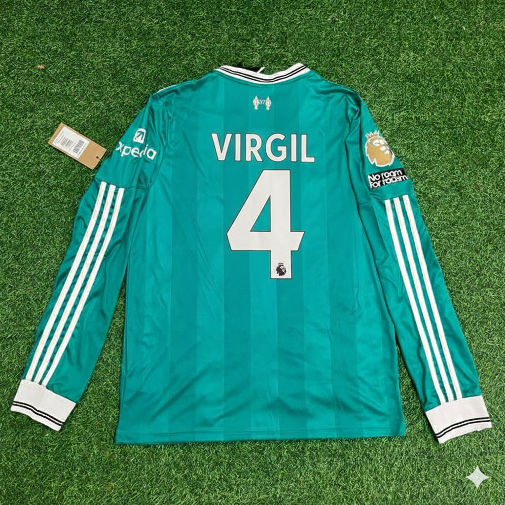 Virgil van Dijk Liverpool 2025 Away Long Sleeve Football Jersey