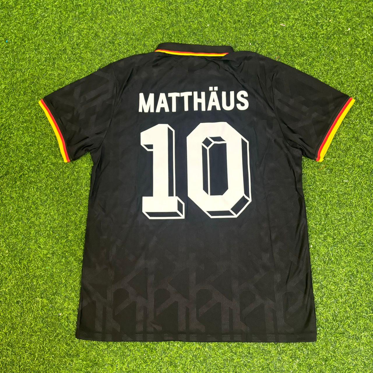Lothar Matthäus Germany Black Polo Retro Commemorative Football Jersey