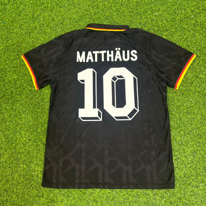 Lothar Matthäus Germany Black Polo Retro Commemorative Football Jersey