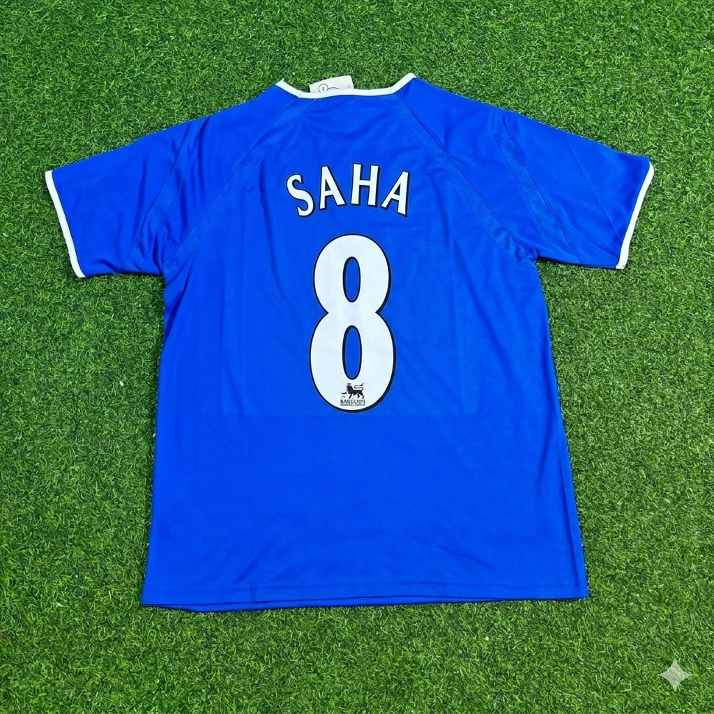 Louis Saha #8 Everton Fc Blue Retro Football Jersey Kit