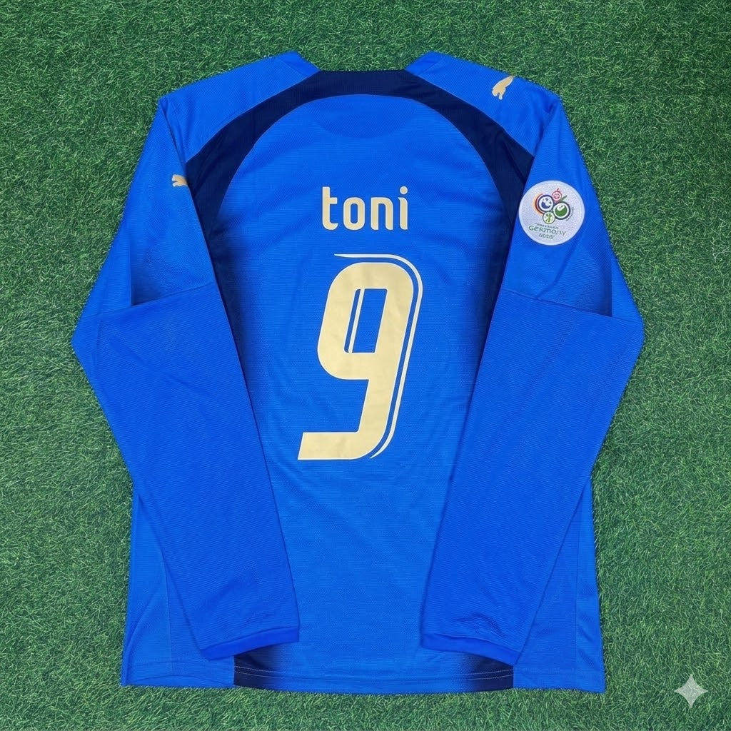 Italy World Cup 2006 Luca Toni #9 Final Long Sleeve Retro Football Jersey