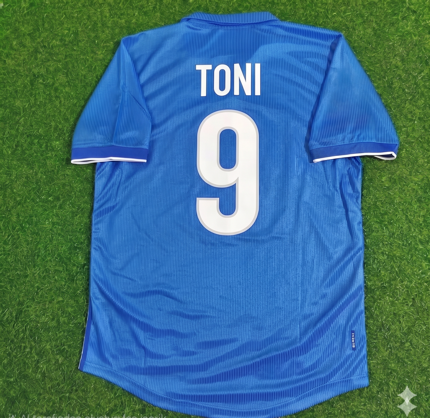 Luca Toni Italy Home Blue Retro Football Jersey Kit