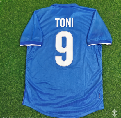 Luca Toni Italy Home Blue Retro Football Jersey Kit