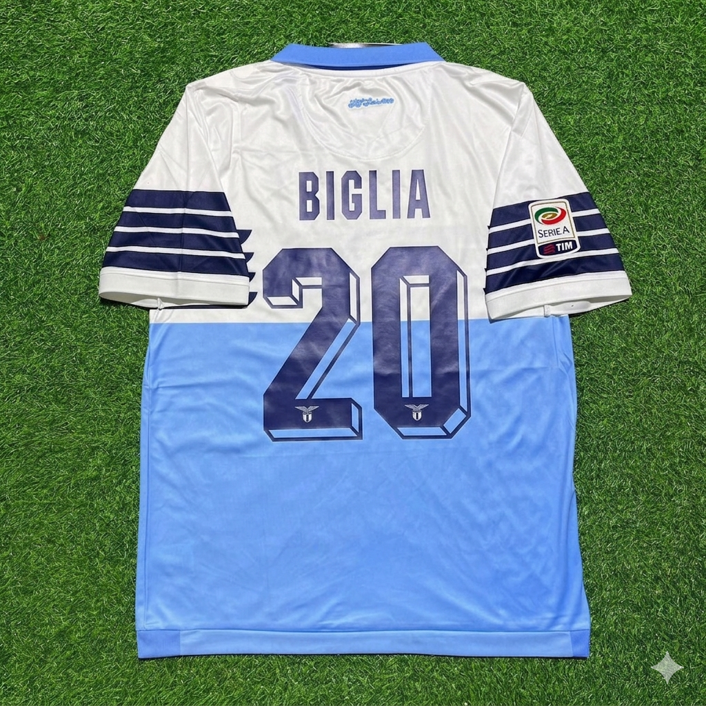 Lucas Biglia #20 Lazio White Blue Retro Home Football Jersey Kit