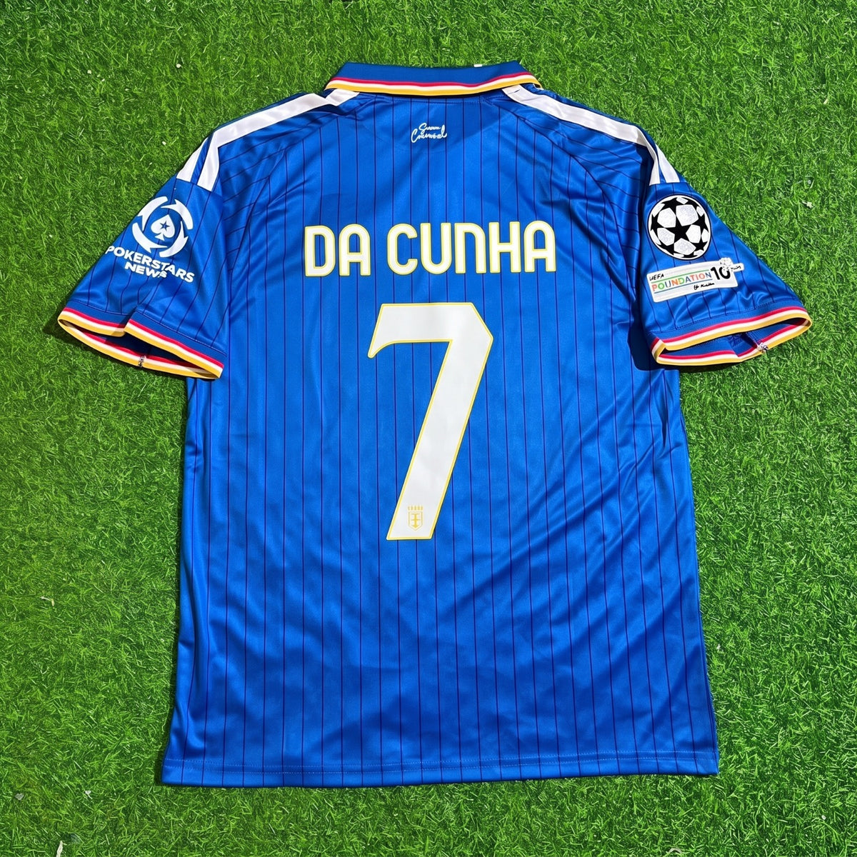 Lucas Da Cunha #7 Como 2027 Home Blue Champions League Patch Football Jersey
