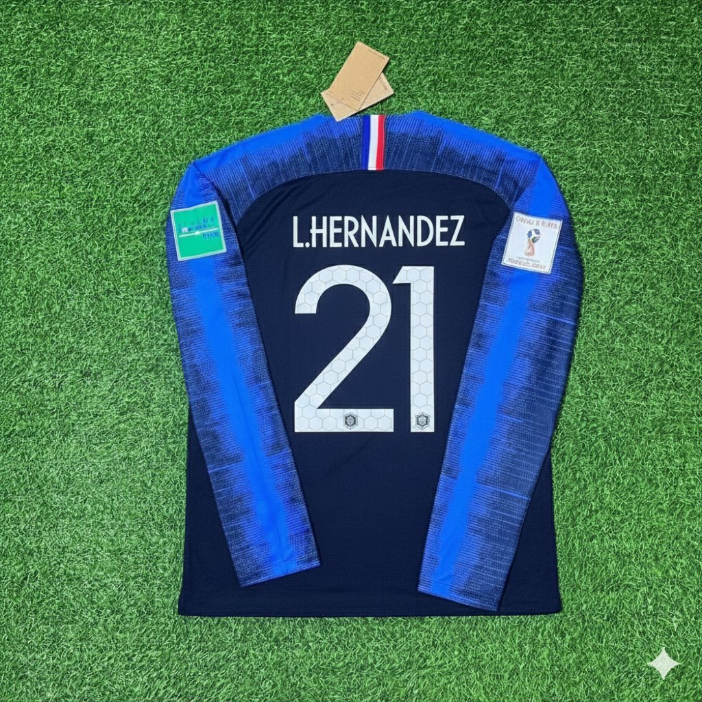 France World Cup 2018 Lucas Hernandez Final Long Sleeve Retro Football Jersey Kit