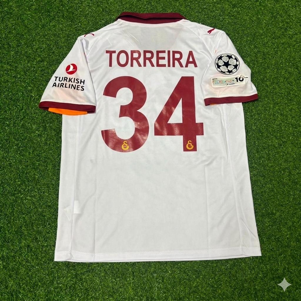 Lucas Torreira #34 Galatasaray 2025-2026 Away Champions League Football Jersey