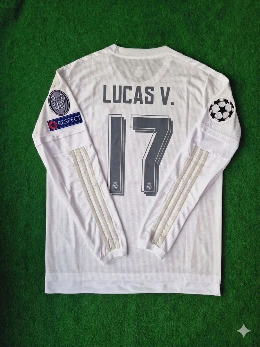 Lucas Vázquez 17- Real Madrid 2016 Champions League Final Long Sleeve Jersey Trikot Maillot Soccer Shirt