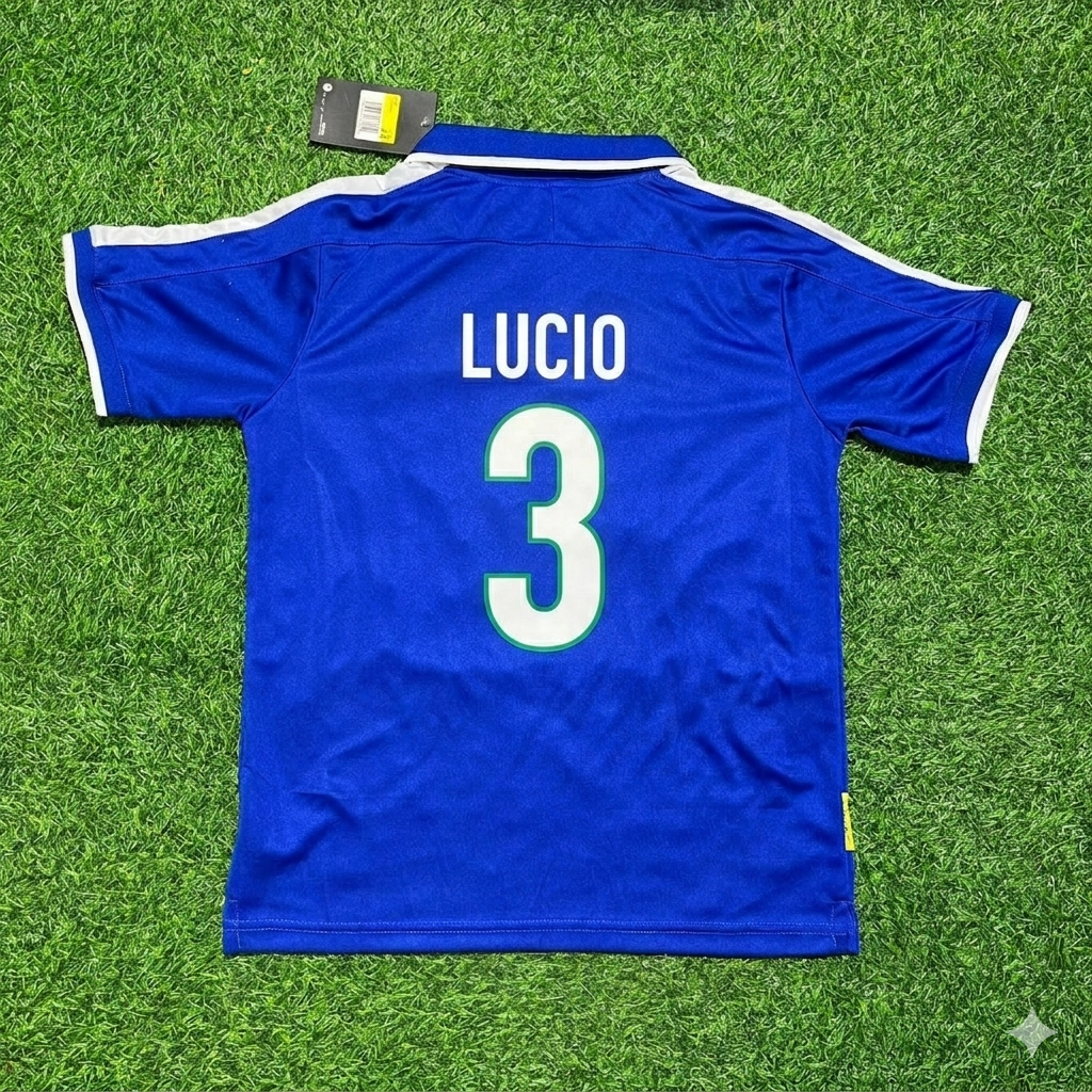 Lucio Brazil Blue Retro Football Jersey Kit