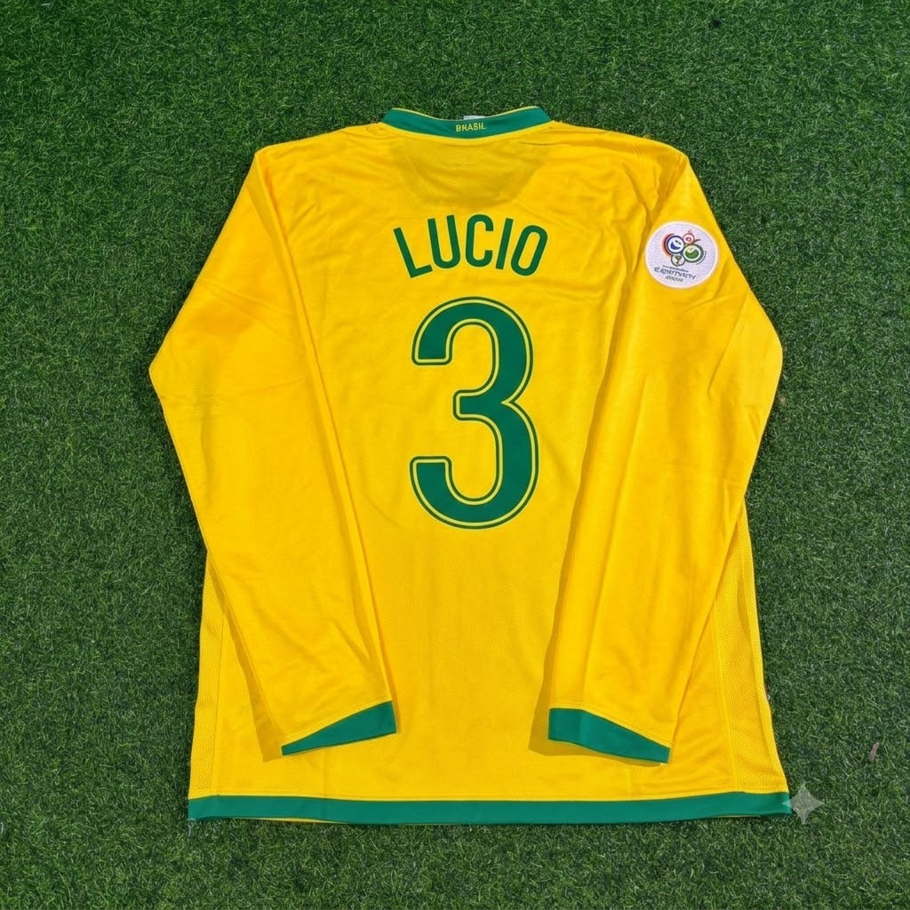 Brazil World Cup 2006 Lucio #3 Long Sleeve Football Jersey